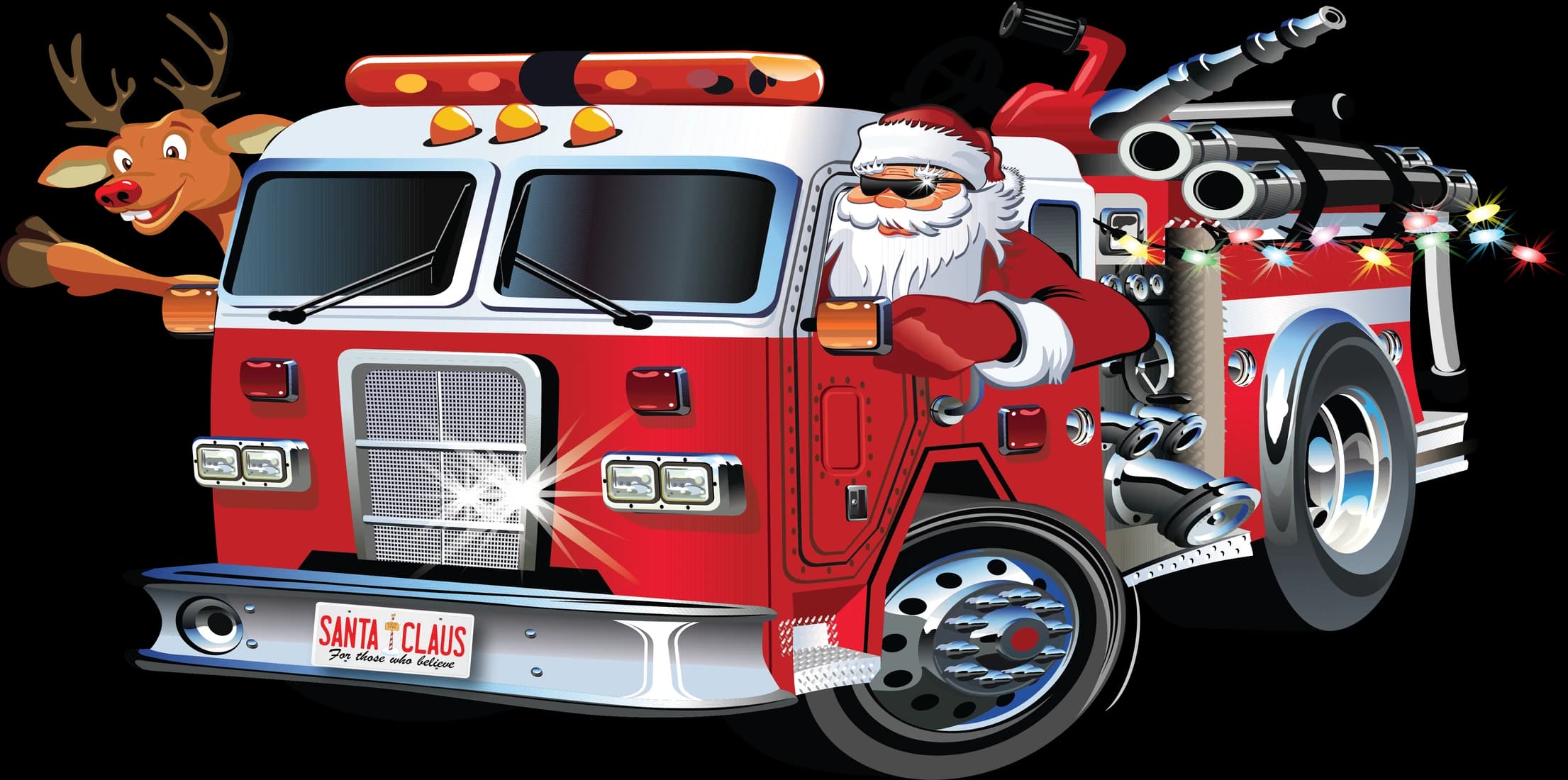 Santa Driving the Fire Engine
