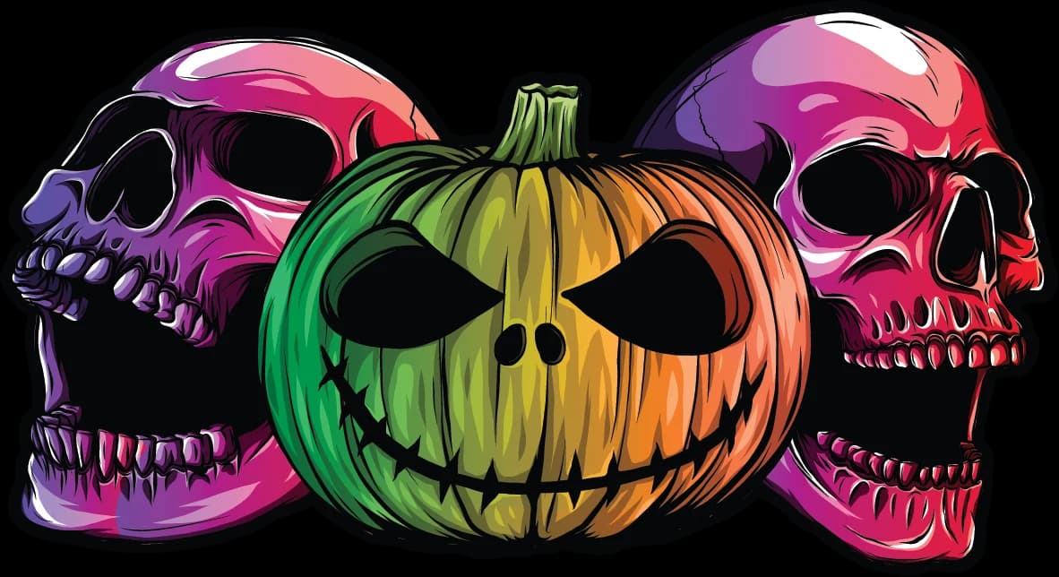 Two Skulls and a Pumpkin